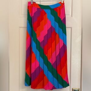 Colorful Geometric Pleated Maxi Skirt